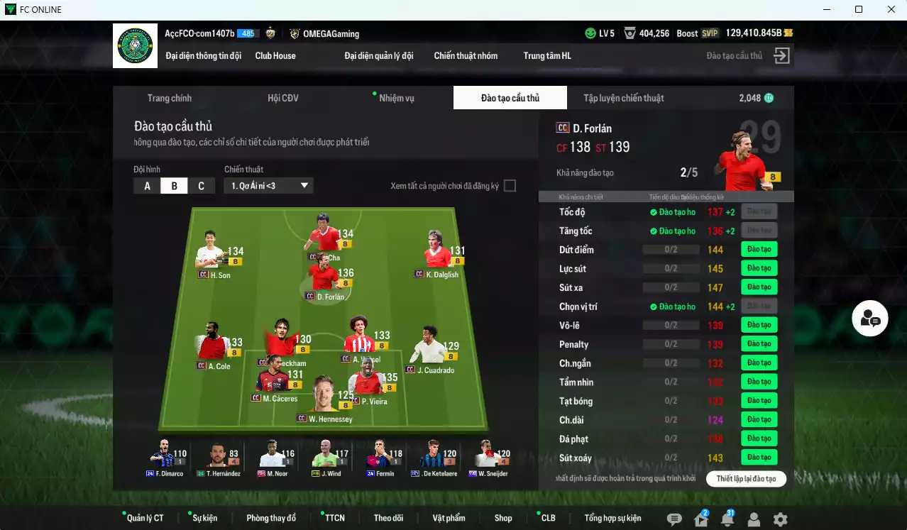 Ảnh [Dư nhiều BP, ACC Rẻ🔥] Full mùa CC+8 829.730b dư 129.000b có Forlán, Beckham, Vieira, Son, B. Cha, Cáceres, Cole, Dalglish, Witsel, Cuadrado mùa CC+8. Full đào tạo chiến thuật, HLV Xịn