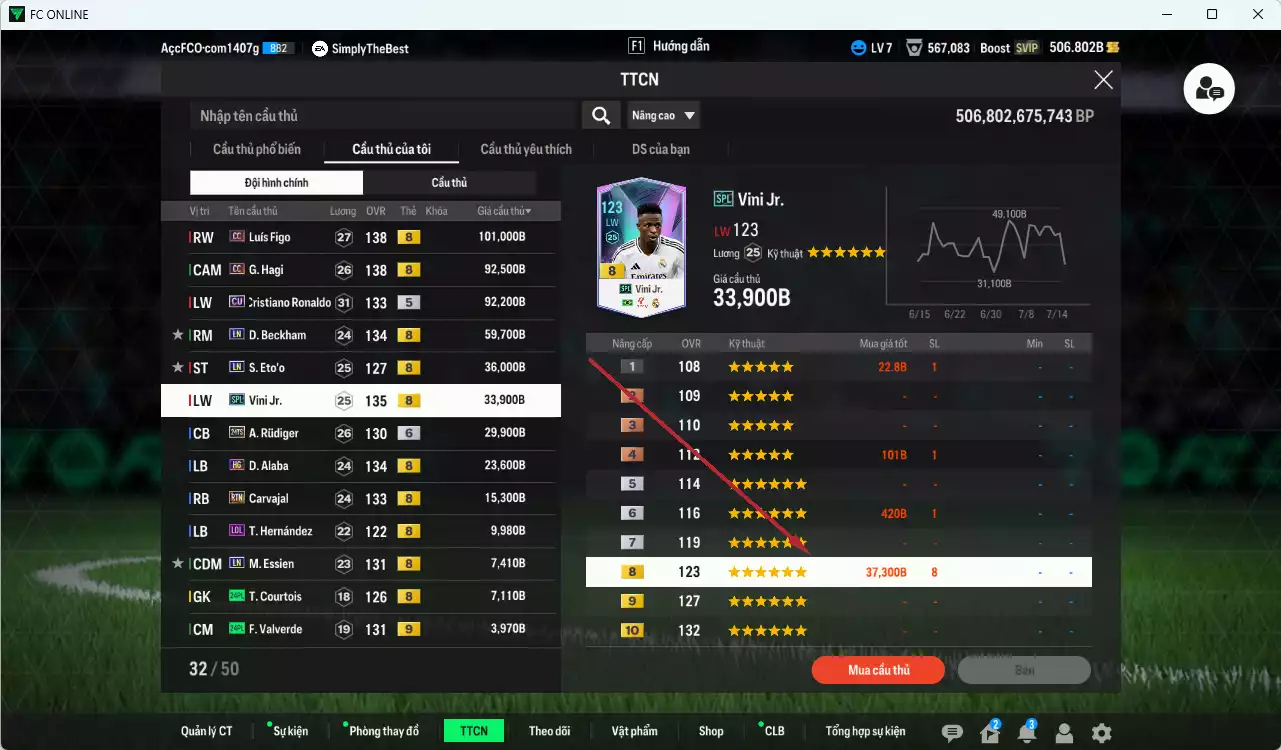Ảnh [ACC Rẻ🔥] Real Madrid 521.230b có Figo CC, Hagi CC, CR7 CU, Beckham LN, Eto LN, Vini SPL, Rudiger 24TS+6, Alaba HG, Carvajal RTN... Gần full đào tạo, HLV Xịn