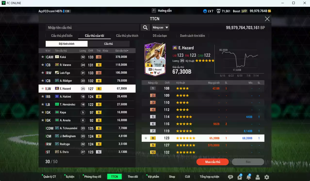 Ảnh [ACC Rẻ🔥] Real Madrid 4.995.170b dư 100.000b có Ronaldo ITM+3, Zidane CC, CR7 BLD+6, Beckham ITM+3, Kaká ITM+3, Figo ITM+3, Varane BTB, Rudiger SPL, Hazard HG... (VIP KC Tháng 7)
