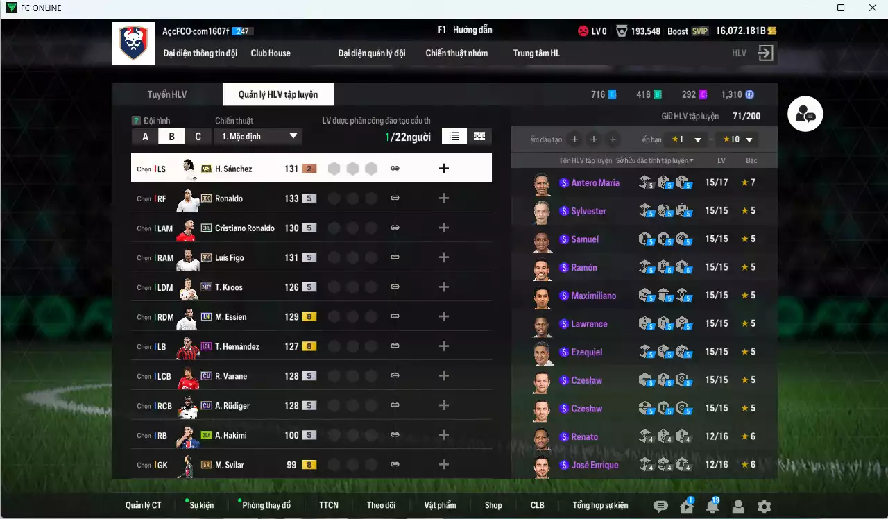 Ảnh [ACC Rẻ🔥] Real Madrid 240.210b dư 16.000b có Ronaldo BDO, CR7 GRU, Son 24TS, Kroos 24TY, Figo BDO, H. Sanchez ITM+2, Ballack ITM khóa...