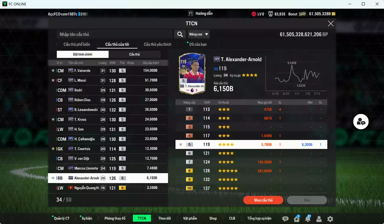 Ảnh [ACC Rẻ🔥] Full mùa TY 430.030b (Team phụ VN+8+9) dư 61.500b có Valverde 25TY, Messi 24TY, Rodri 24TY, Rúben Dias 24TY, Lewandowski 25TY, Kroos 24TY, Son 24TY, Calhanoglu 25TY, Van Dijk 24TY... HLV Xịn