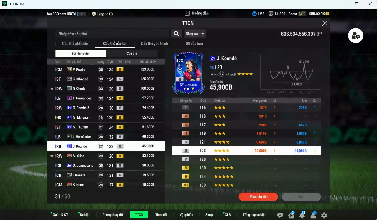 Ảnh [Nhiều CT fix BP] Pháp 1.327.230b có Doué 24UCL, Pogba RTN, Griezmann CC, Mbappé 24TY, Cherki 25TS, Theo LOL+9, O. Dembele 24UCL+6, Thuram 24UCL, Koundé 24UCL+6, Olise 23HW... Còn nhiều CP GIẢM THUẾ