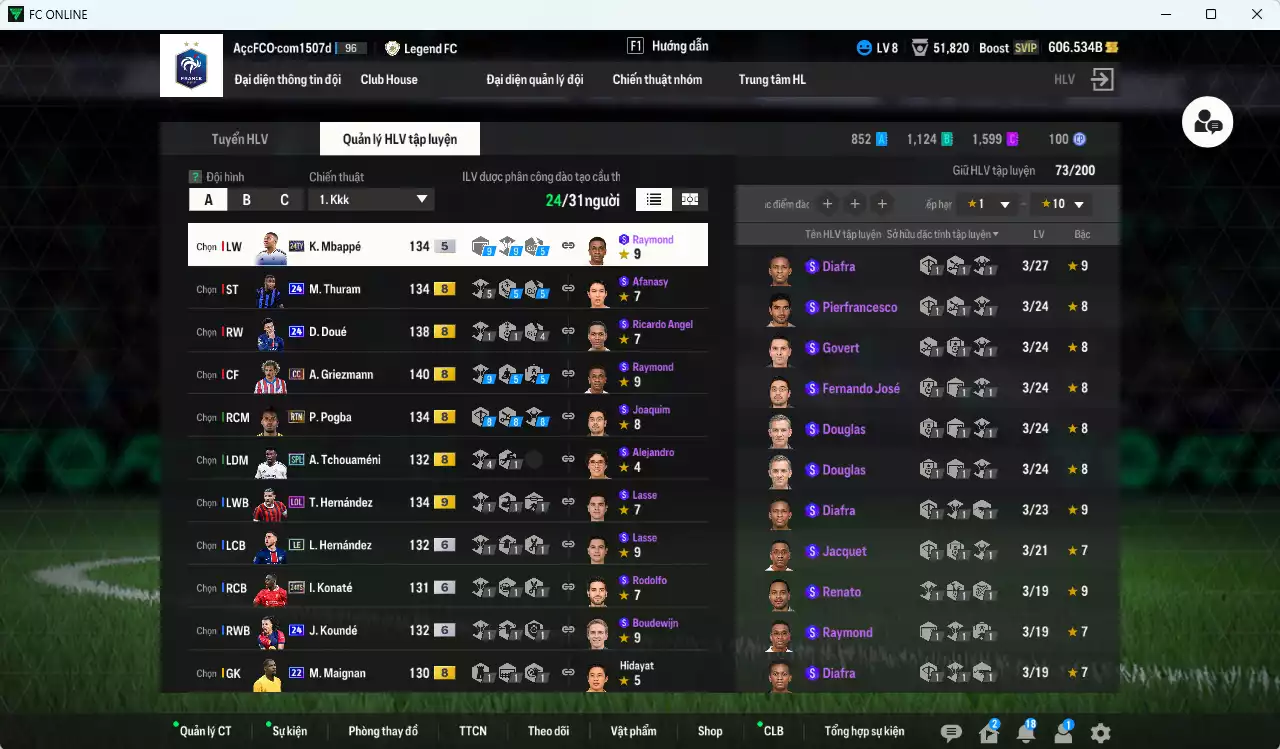 Ảnh [Nhiều CT fix BP] Pháp 1.327.230b có Doué 24UCL, Pogba RTN, Griezmann CC, Mbappé 24TY, Cherki 25TS, Theo LOL+9, O. Dembele 24UCL+6, Thuram 24UCL, Koundé 24UCL+6, Olise 23HW... Còn nhiều CP GIẢM THUẾ