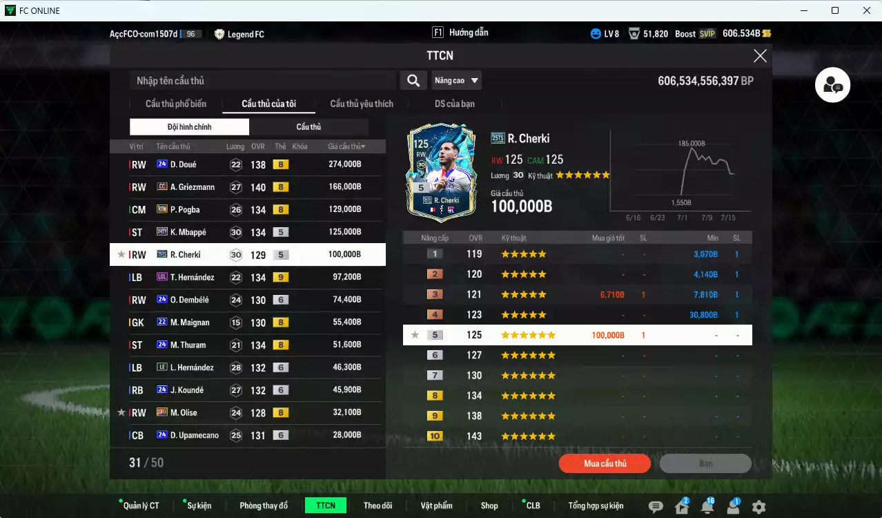 Ảnh [Nhiều CT fix BP] Pháp 1.327.230b có Doué 24UCL, Pogba RTN, Griezmann CC, Mbappé 24TY, Cherki 25TS, Theo LOL+9, O. Dembele 24UCL+6, Thuram 24UCL, Koundé 24UCL+6, Olise 23HW... Còn nhiều CP GIẢM THUẾ