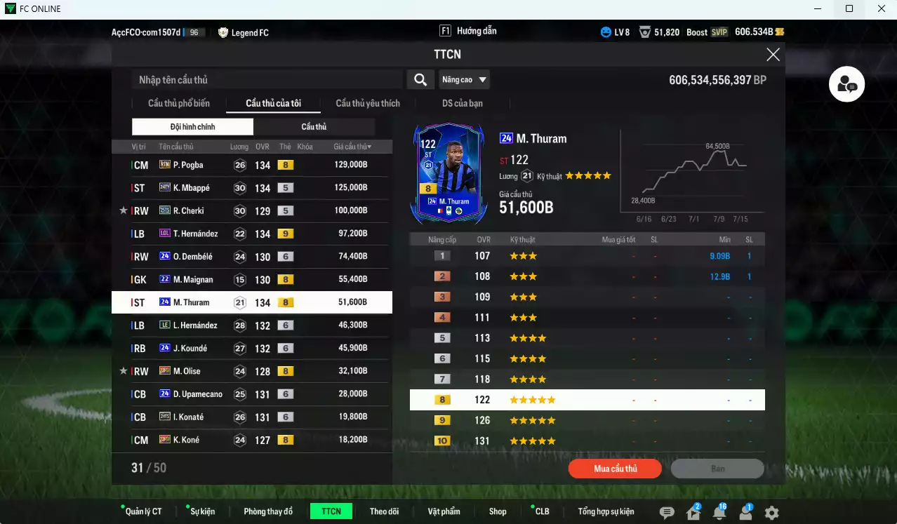 Ảnh [Nhiều CT fix BP] Pháp 1.327.230b có Doué 24UCL, Pogba RTN, Griezmann CC, Mbappé 24TY, Cherki 25TS, Theo LOL+9, O. Dembele 24UCL+6, Thuram 24UCL, Koundé 24UCL+6, Olise 23HW... Còn nhiều CP GIẢM THUẾ