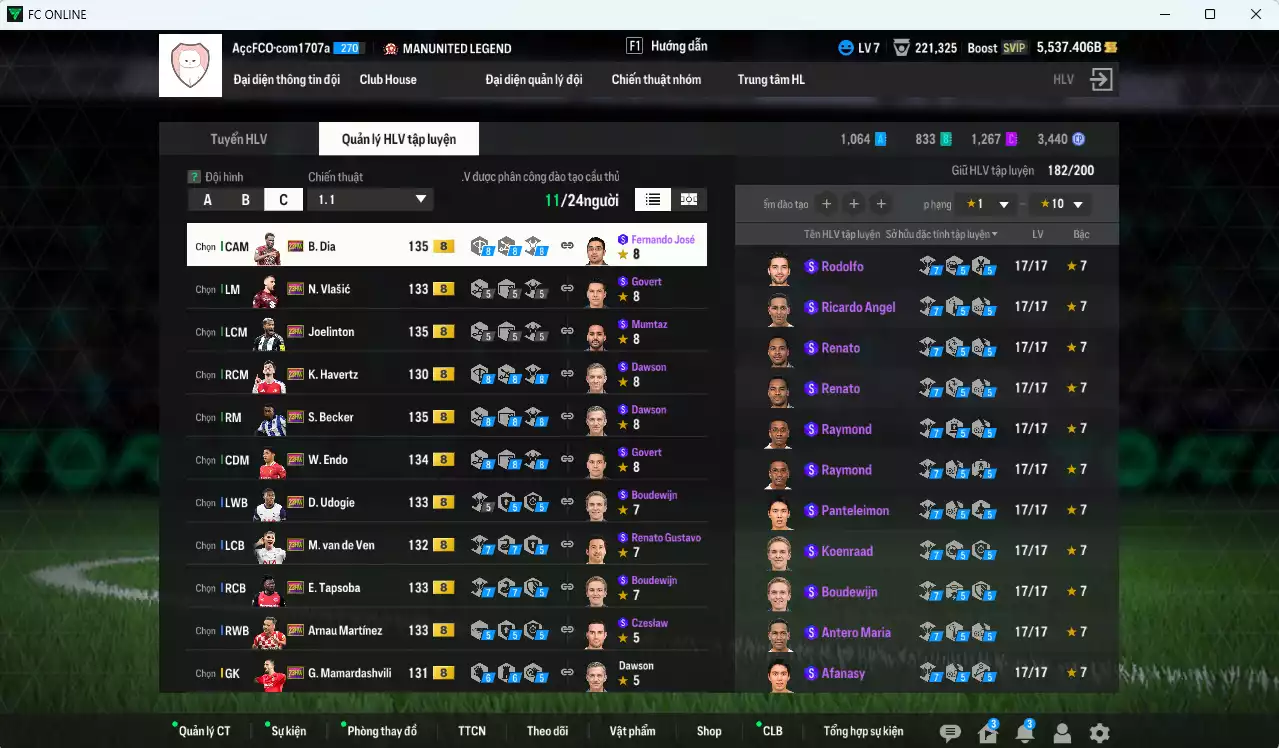 Ảnh Full mùa 23HW+8 248.170b dư 5500b có B. Dia, Joelinton, Becker, Endo, Havertz, Van de Ven, Tapsoba, Vlasic, Udogie, Arnau, Mamardashvili 23HW+8 . HLV Xịn