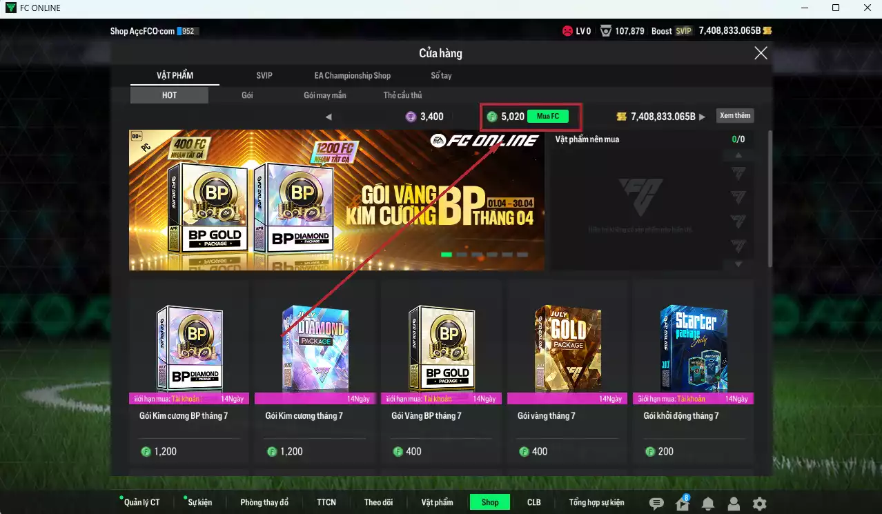 Ảnh [ACC Khủng🔥, Tặng 5000FC] ACC 7.408.833b trắng (TOP TỶ PHÚ BP), dư 55.000 TC, gần full đào tạo chiến thuật. HLV Siêu Xịn, lịch sử nạp hơn 750tr