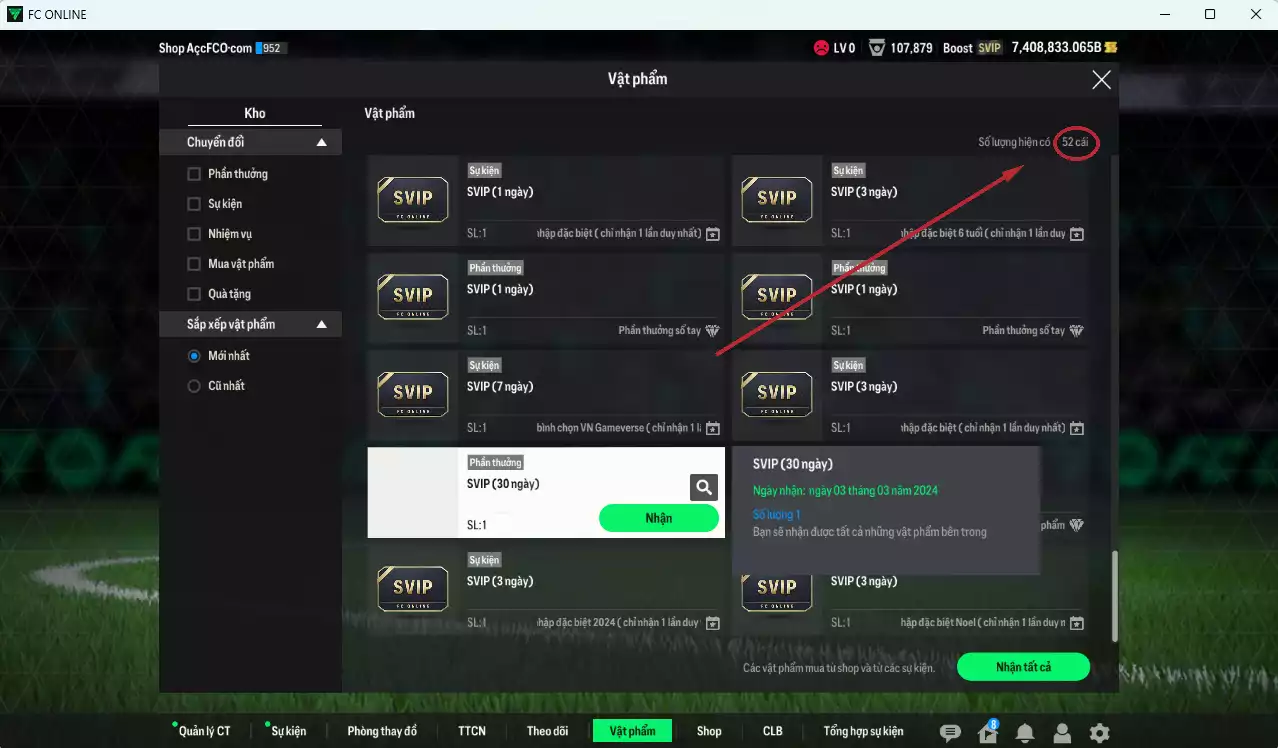 Ảnh [ACC Khủng🔥, Tặng 5000FC] ACC 7.408.833b trắng (TOP TỶ PHÚ BP), dư 55.000 TC, gần full đào tạo chiến thuật. HLV Siêu Xịn, lịch sử nạp hơn 750tr