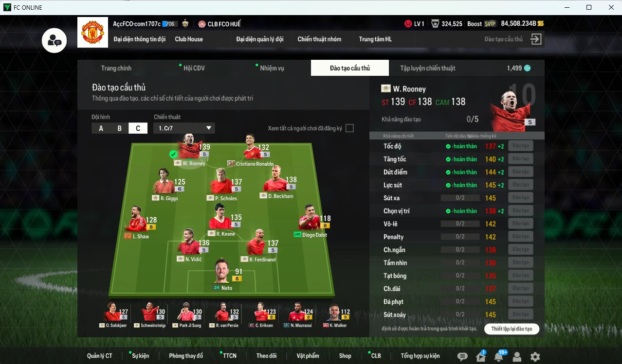 Ảnh [ACC Rẻ🔥] Man Utd. 4.986.210b dư 84.500b có Rooney ITM+5, Beckham ITM+5, Van Persie ITM+5, Ferdinand ITM+5, Schweisteiger ITM+5, Scholes ITM+5, Keane ITM+5, Vidic ITM+5, CR7 BLD, Park ITM+5, Ole ITM+5... HLV Xịn (VIP KC Tháng 7, BK Tháng 8)