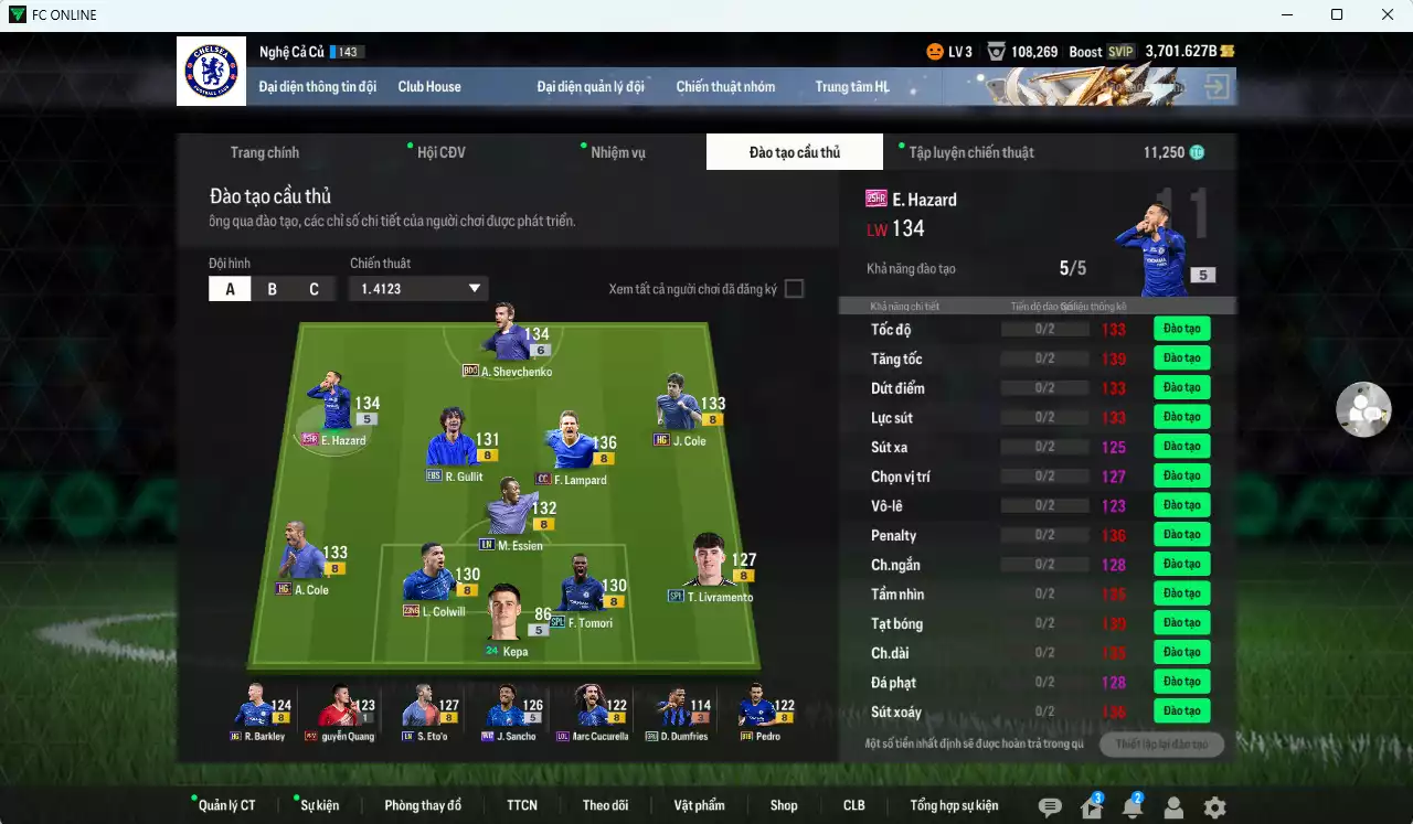 Ảnh Chelsea 377.000b có Lampard CC, Sheva BDO+6, Hazard 25HR, Gullit EBS, Eto LN, Sancho WB...