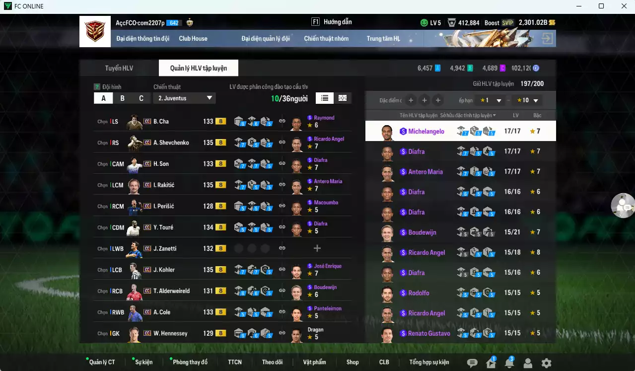 Ảnh [ACC Rẻ🔥] Full mùa CC+8 455.930b có Sheva, Perisic, Touré, Rakitic, H. Son, Kohler, B. Cha, Zanetti, A. Cole, Alderweireld... CC+8 . Còn nhiều SVIP, HLV Xịn