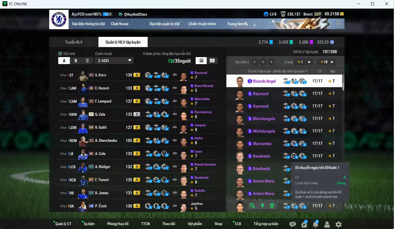 Ảnh [ACC Rẻ🔥] Chelsea 942.810b có Eto CC, Sheva CC, Tomori 23HW, Lampard CC, Rudiger SPL, Gullit RTN, Zola ITM+5, Hazard HG, Verón JNM, Torres CC, K. De Bruyne BTB... Gần full đào tạo chiến thuật, HLV Xịn