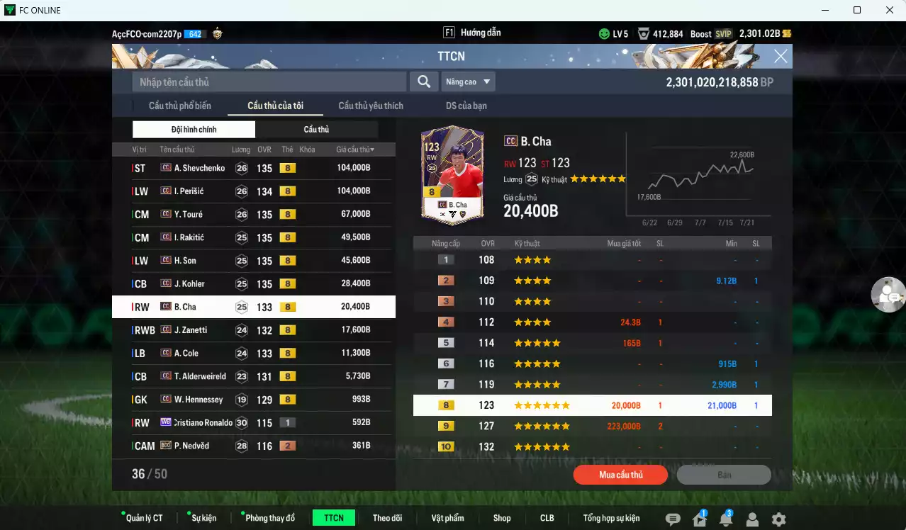 Ảnh [ACC Rẻ🔥] Full mùa CC+8 455.930b có Sheva, Perisic, Touré, Rakitic, H. Son, Kohler, B. Cha, Zanetti, A. Cole, Alderweireld... CC+8 . Còn nhiều SVIP, HLV Xịn