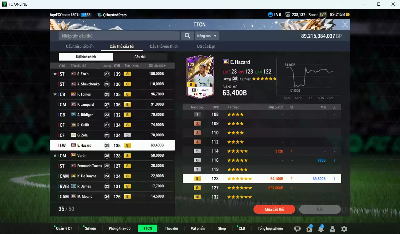 Ảnh [ACC Rẻ🔥] Chelsea 942.810b có Eto CC, Sheva CC, Tomori 23HW, Lampard CC, Rudiger SPL, Gullit RTN, Zola ITM+5, Hazard HG, Verón JNM, Torres CC, K. De Bruyne BTB... Gần full đào tạo chiến thuật, HLV Xịn