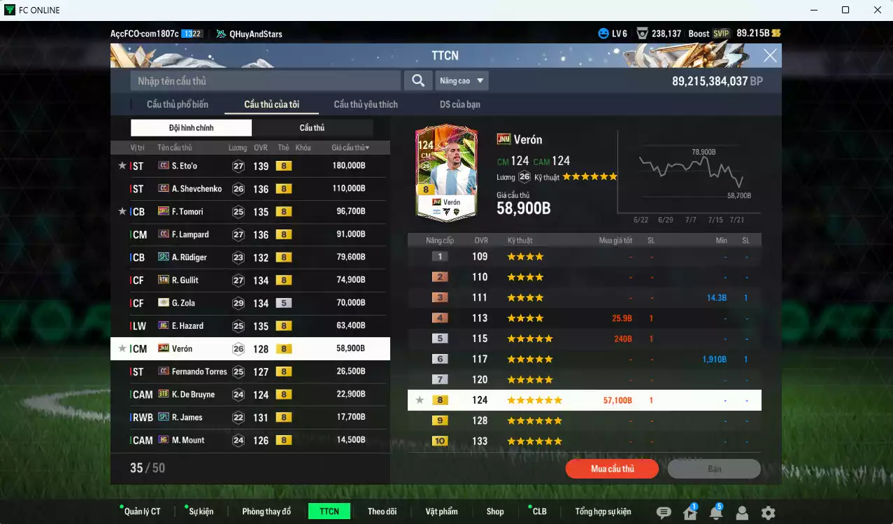 Ảnh [ACC Rẻ🔥] Chelsea 942.810b có Eto CC, Sheva CC, Tomori 23HW, Lampard CC, Rudiger SPL, Gullit RTN, Zola ITM+5, Hazard HG, Verón JNM, Torres CC, K. De Bruyne BTB... Gần full đào tạo chiến thuật, HLV Xịn