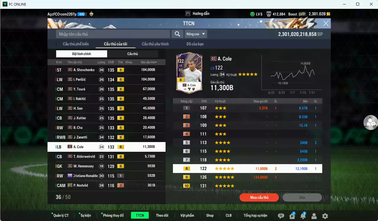 Ảnh [ACC Rẻ🔥] Full mùa CC+8 455.930b có Sheva, Perisic, Touré, Rakitic, H. Son, Kohler, B. Cha, Zanetti, A. Cole, Alderweireld... CC+8 . Còn nhiều SVIP, HLV Xịn