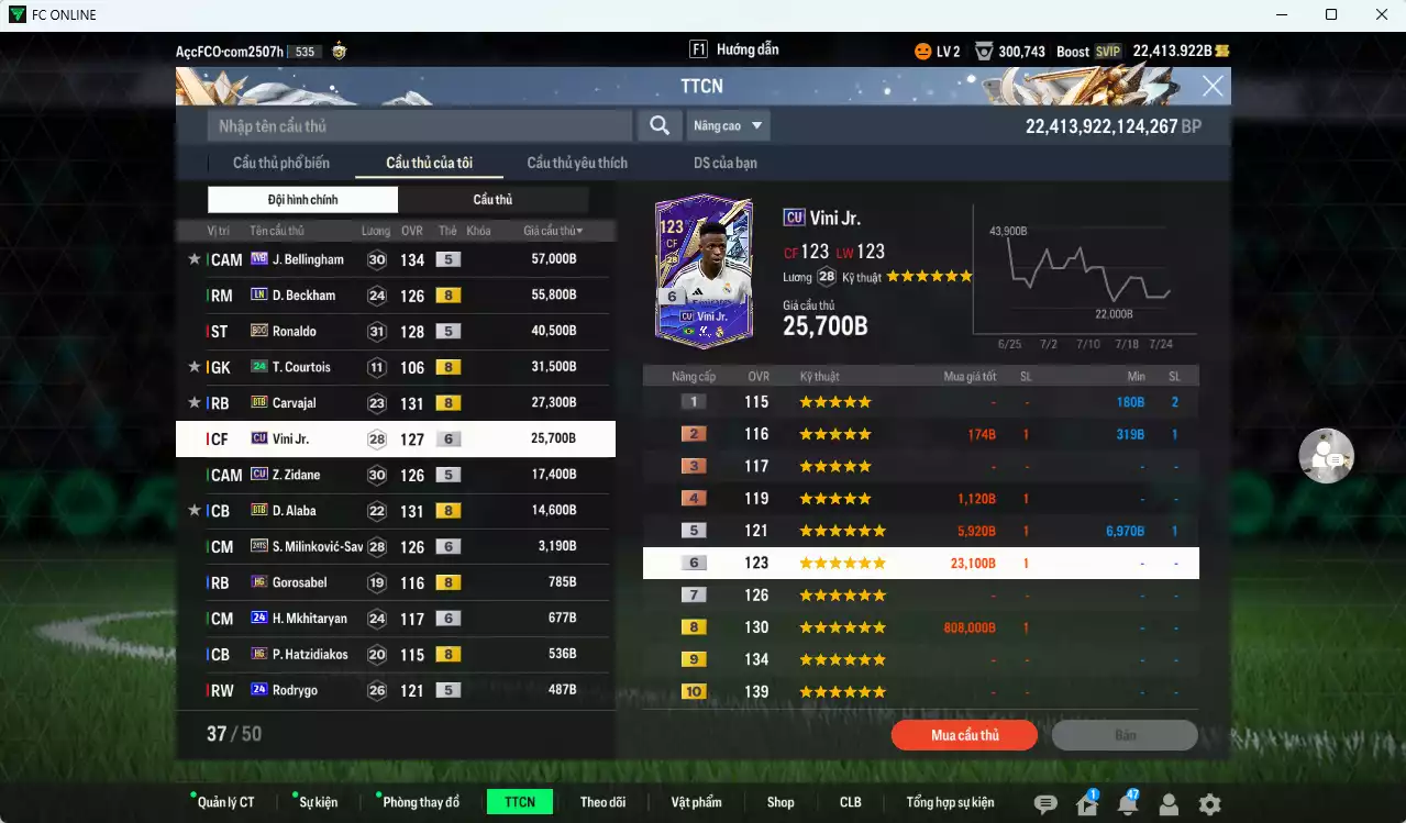 Ảnh Real Madrid 1.111.024b dư 22.400b có Mbappé 25TY, CR7 BLD, Valverde 25TY, Varane BTB, Rudiger SPL, Kroos 23UCL+6, Hazard HG, Beckham LN, Bellingham WB, Ronaldo BDO... vs Quang Hải Prime+5. Đào tạo full nhiều CT, HLV Xịn