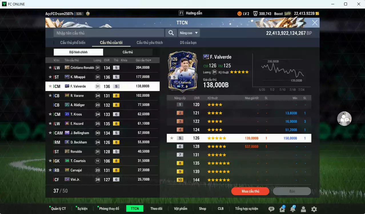 Ảnh Real Madrid 1.111.024b dư 22.400b có Mbappé 25TY, CR7 BLD, Valverde 25TY, Varane BTB, Rudiger SPL, Kroos 23UCL+6, Hazard HG, Beckham LN, Bellingham WB, Ronaldo BDO... vs Quang Hải Prime+5. Đào tạo full nhiều CT, HLV Xịn