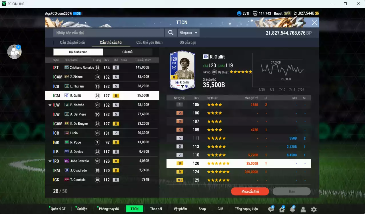 Ảnh Juventus mix Quốc Dân 383.340b dư 21.800b có CR7 25TS, Zidane BDO, Thuram LE, Gullit CFA, Nedved LE, Del Piero LE, De Bruyne BTB, Lúcio CC+7...
