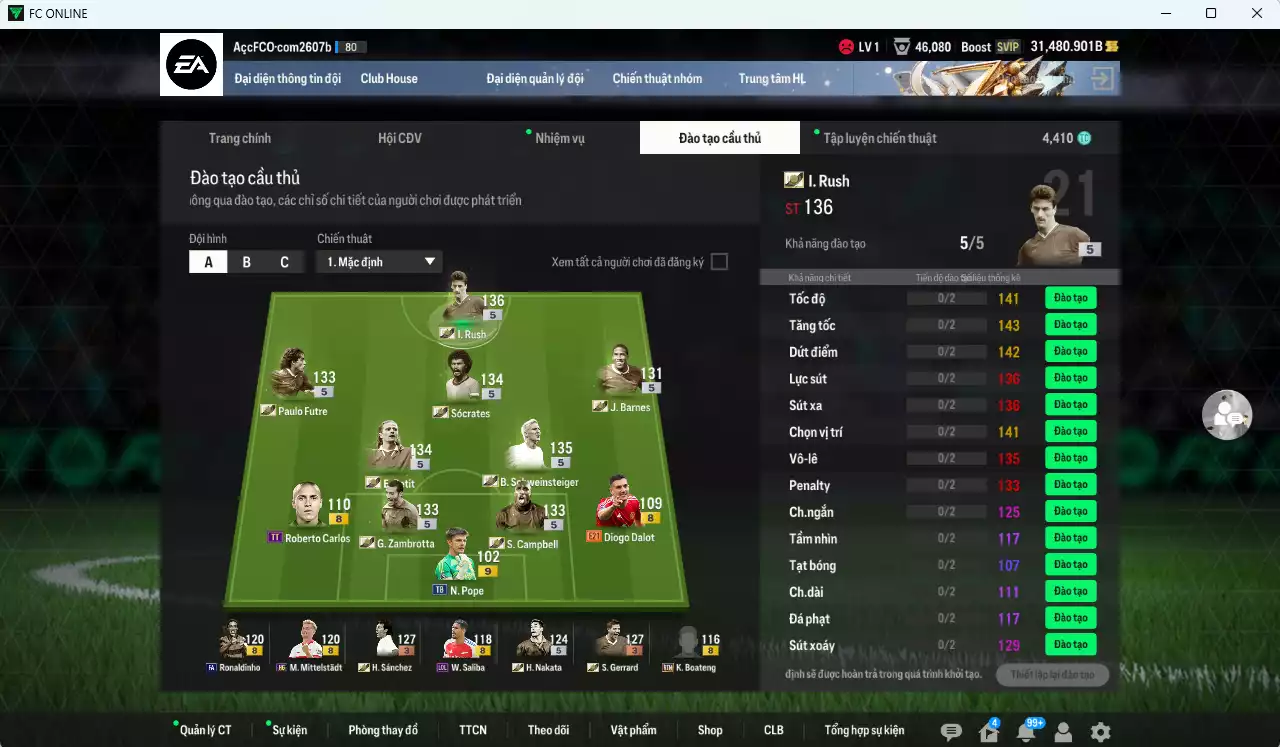 Ảnh Full ITM+5 1.057.970b dư 28.000b có Rush ITM+5, Schweinsteiger ITM+5, Petit ITM+5, Zamrotta ITM+5, Sol Campbell ITM+5, Sócrates ITM+5, Futre ITM+5, Barnes ITM+5, Nakata ITM+5, Sánchez +3, Gerrard+3...