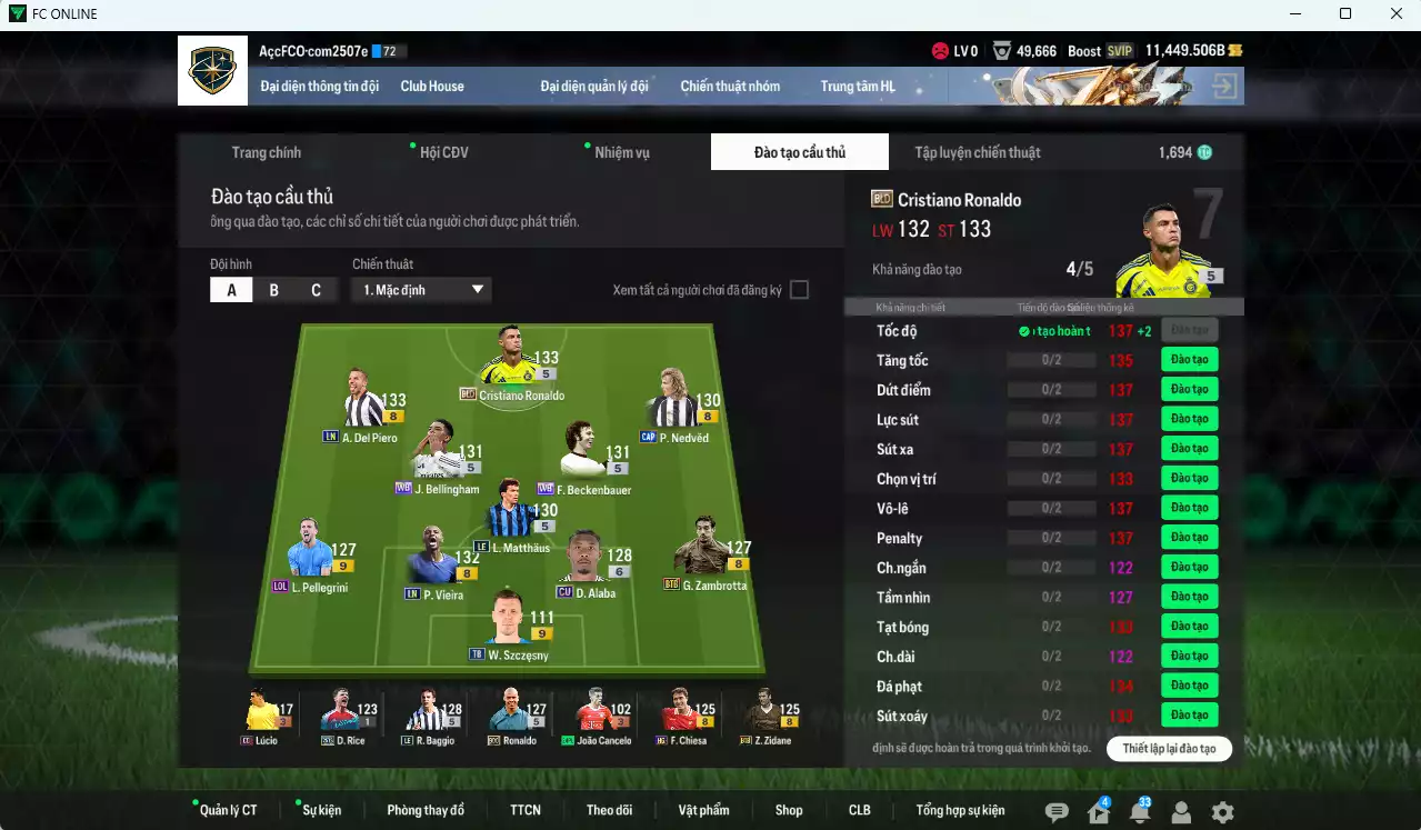 Ảnh Quốc Dân 768.930b dư 11.400b có CR7 BLD, Matthaus LE, Beckenbauer WB, Del Piero LN, Bellingham WB, Baggio LE, Ronaldo BDO, Zidane BTB, Vieira LN, Alaba CU+6, Nedved CAP... Còn nhiều CP GIẢM THUẾ
