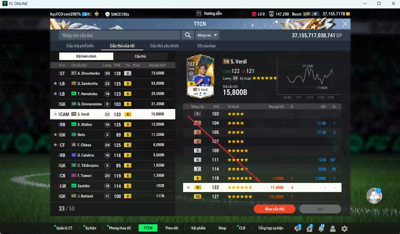 Ảnh [Hạng 877, ACC Rẻ🔥] AC Milan 5.104.620b dư 37.000b có Kaká ITM+5, Maldini ITM+5, Nesta ITM+5, Torres ITM+5, Pirlo ITM+5, Beckham DC, Vieira DC, Sheva BDO+6, Zambrotta BTB+9, Verdi RTN+9... Đã đào tạo full nhiều cầu thủ, HLV Xịn