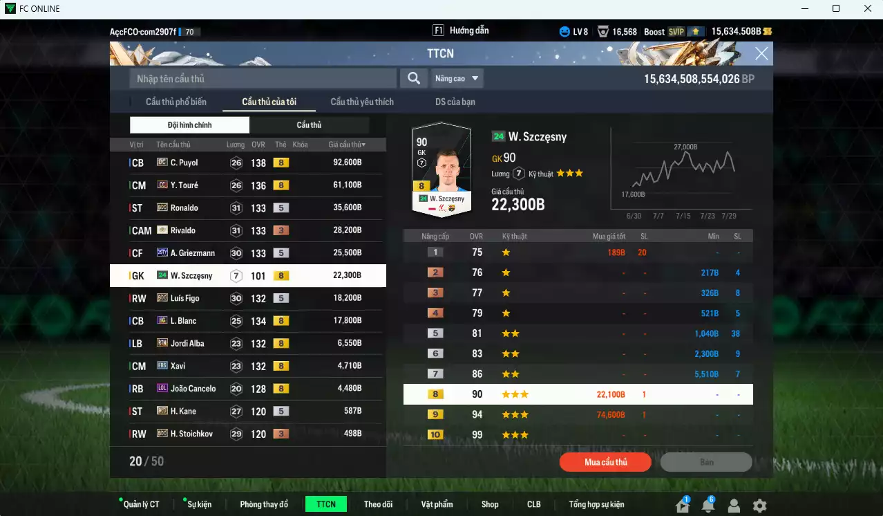 Ảnh Barcelona 318.490b dư 15.600b có Puyol DC, Touré CC, Ronaldo BDO, Rivaldo ITM+3, Griezmann 25TY, Figo BDO, Blanc HG, Alba RTN, Xavi EBS, Cancelo LOL