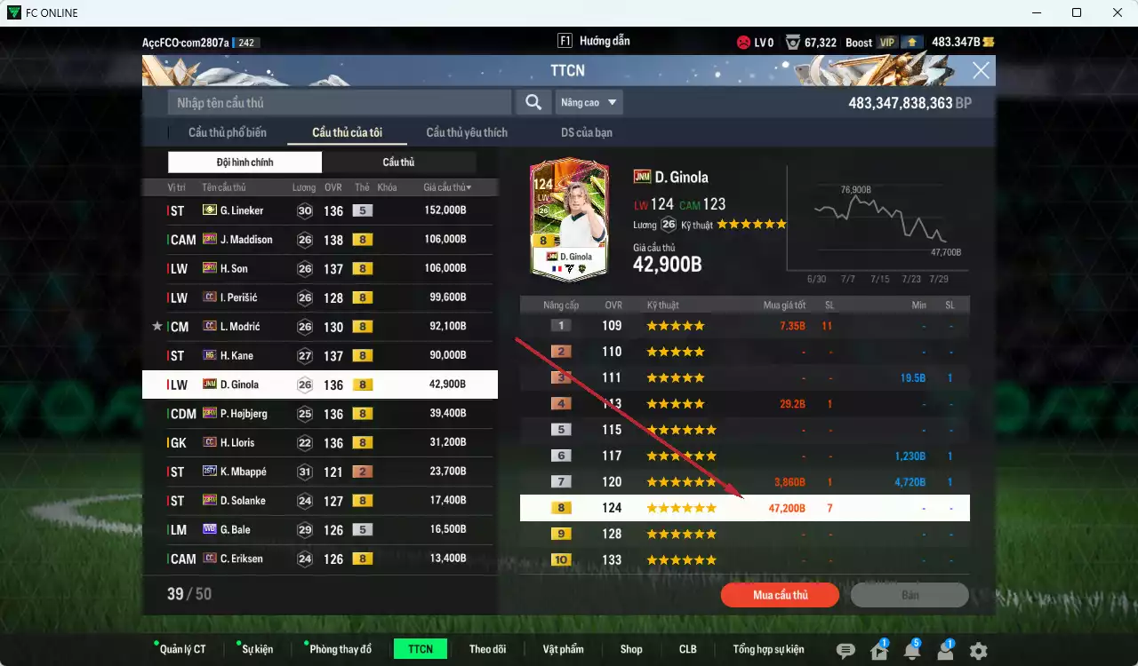 Ảnh [ACC Rẻ🔥] Tottenham 907.810b có Lineker ITM+5, Maddison 23HW, H. Son 23HW, Kane HG, Perisic CC, Modric CC, Ginola JNM, Hojbjerg 23HW, Lloris CC, Solanke 23HW, Bale WB, Eriksen CC, Carrick 25HR... HLV Xịn