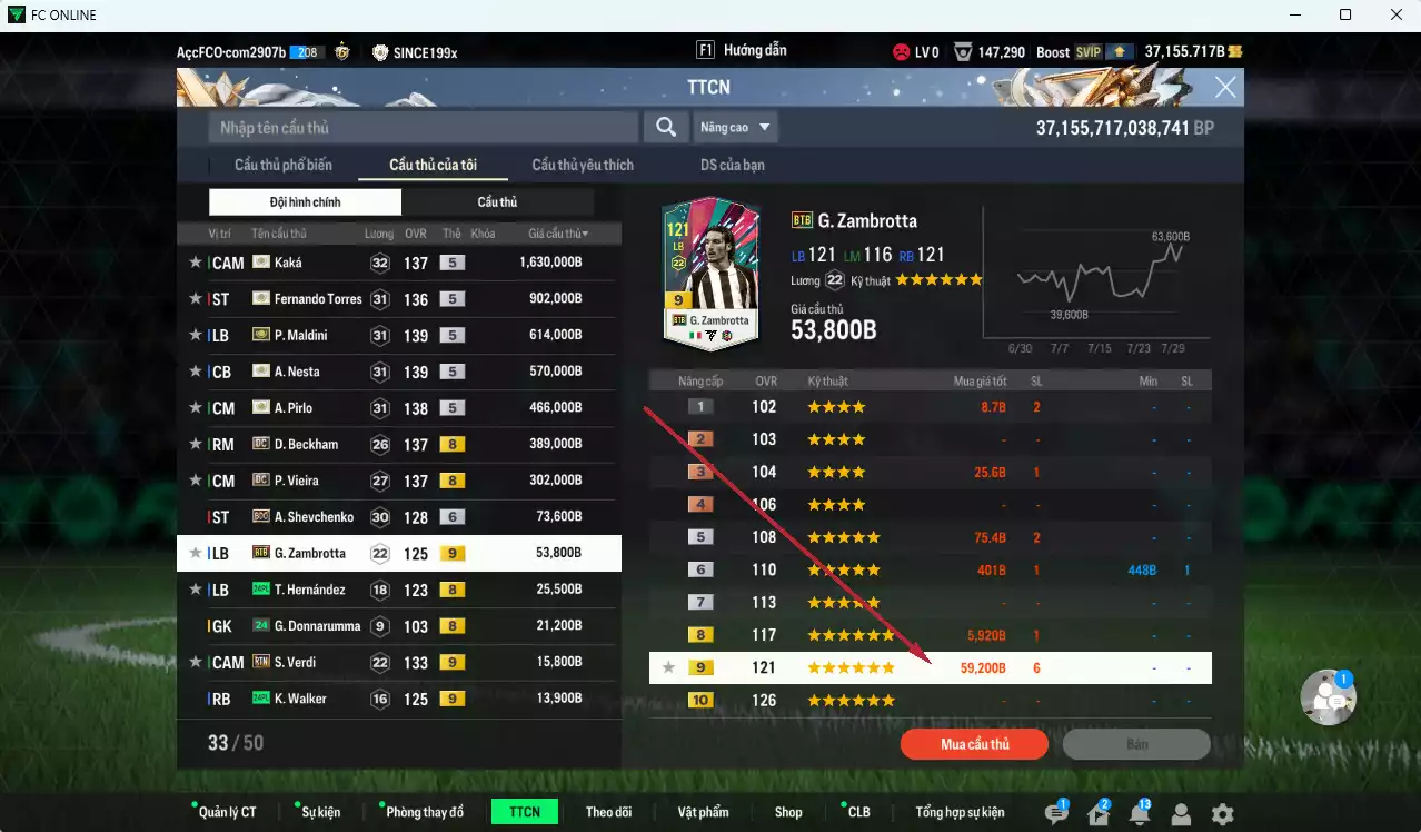 Ảnh [Hạng 877, ACC Rẻ🔥] AC Milan 5.104.620b dư 37.000b có Kaká ITM+5, Maldini ITM+5, Nesta ITM+5, Torres ITM+5, Pirlo ITM+5, Beckham DC, Vieira DC, Sheva BDO+6, Zambrotta BTB+9, Verdi RTN+9... Đã đào tạo full nhiều cầu thủ, HLV Xịn