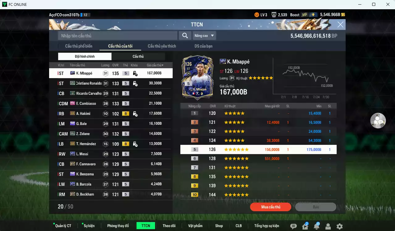 Ảnh [ACC Rẻ🔥] Real Madrid mix PSG 341.290b dư 5500b có Mbappé 25TY, CR7 GRU, Carvalho LE, Cambiasso 25HR, Bale WB, Zidane GRU, Messi 25TY, Barcola 25TY... Còn nhiều CP GIẢM THUẾ