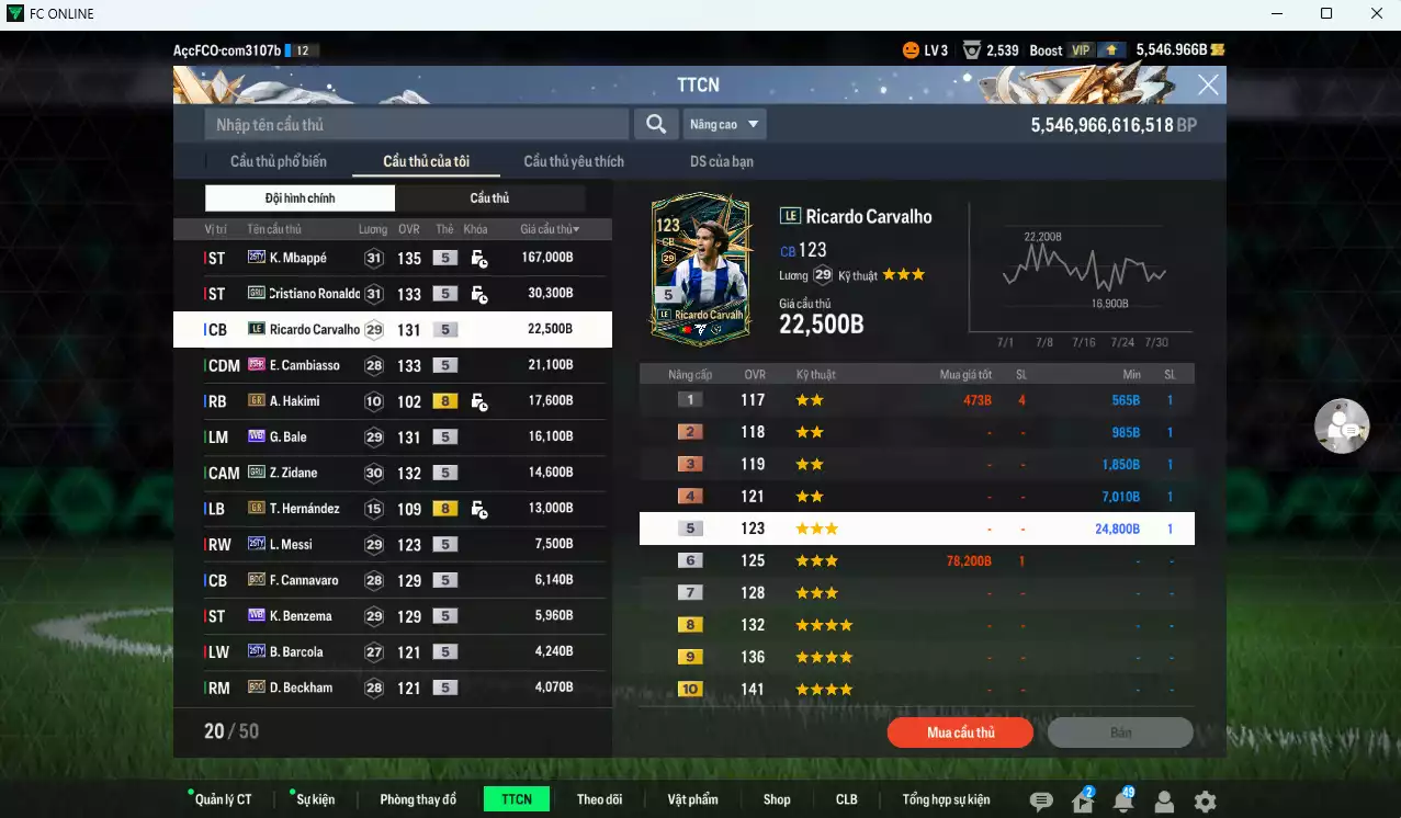 Ảnh [ACC Rẻ🔥] Real Madrid mix PSG 341.290b dư 5500b có Mbappé 25TY, CR7 GRU, Carvalho LE, Cambiasso 25HR, Bale WB, Zidane GRU, Messi 25TY, Barcola 25TY... Còn nhiều CP GIẢM THUẾ