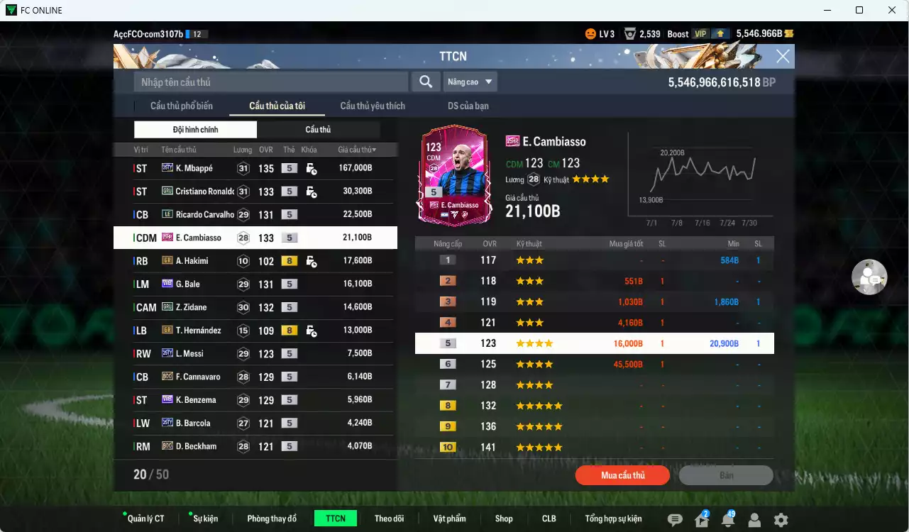 Ảnh [ACC Rẻ🔥] Real Madrid mix PSG 341.290b dư 5500b có Mbappé 25TY, CR7 GRU, Carvalho LE, Cambiasso 25HR, Bale WB, Zidane GRU, Messi 25TY, Barcola 25TY... Còn nhiều CP GIẢM THUẾ