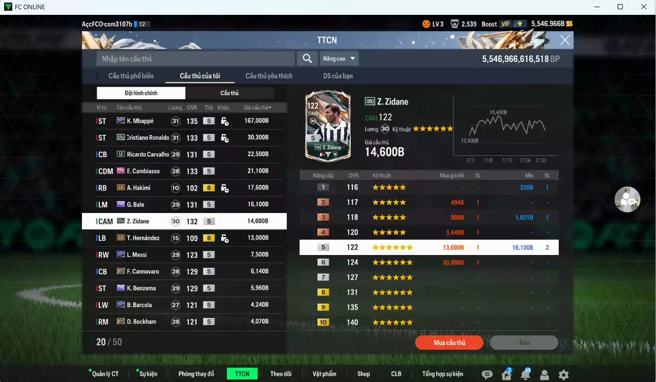 Ảnh [ACC Rẻ🔥] Real Madrid mix PSG 341.290b dư 5500b có Mbappé 25TY, CR7 GRU, Carvalho LE, Cambiasso 25HR, Bale WB, Zidane GRU, Messi 25TY, Barcola 25TY... Còn nhiều CP GIẢM THUẾ
