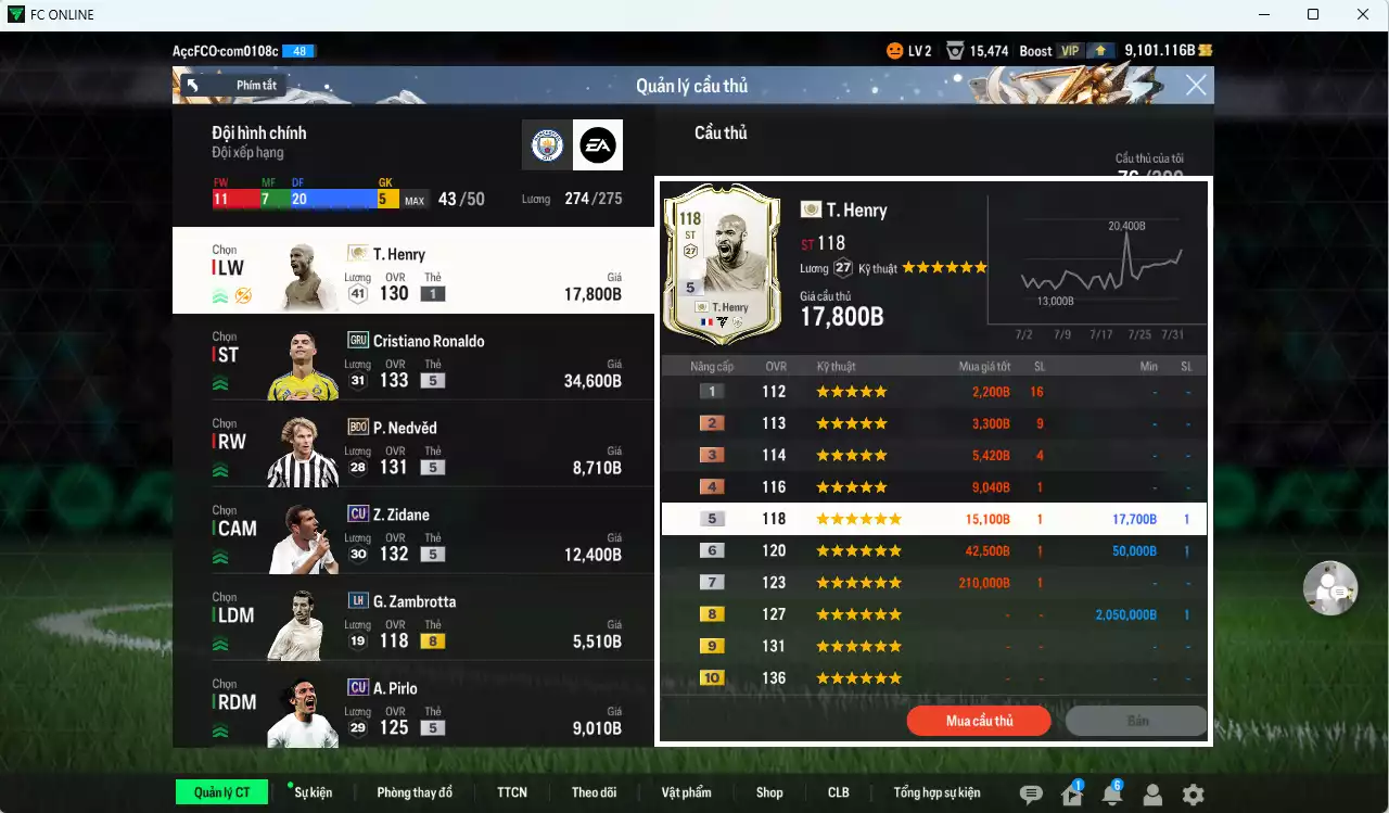 Ảnh [ACC Rẻ🔥] Juventus 162.480b dư 9100b có Henry ITM khóa, CR7 GRU, Nedved CAP, Zidane CU, Pirlo CU, Nedved BDO, CR7 CAP, Romero LOL, Cuadrado CC...