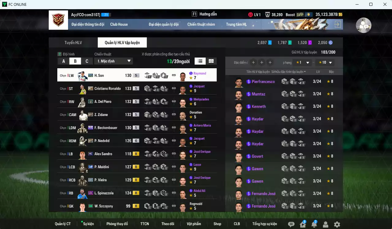Ảnh [ACC Rẻ🔥] Quốc Dân 495.740b dư 35.100b có CR7 BLD, H. Son 25TS, Beckenbauer WB, Nedved BDO+6, Zidane BDO, Del Piero LE, Maldini CAP, Vieira EBS...