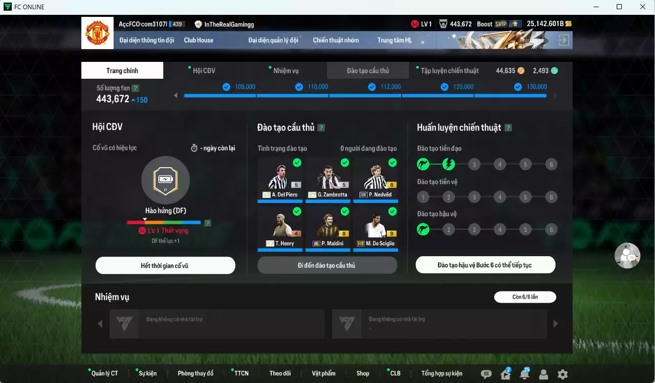 Ảnh [ACC Rẻ🔥] Juventus 1.741.960b dư 25.100b có Del Piero ITM+5, Henry ITM+4, CR7 BLD, Maldini HG, Nedved LN, Vieira CC, Zambrotta ITM+5, Gullit RTN, De Sciglio BTB+9 (bù), Bremer SPL+9(bù), Rogério RTN+9... Đã đào tạo full nhiều cầu thủ, HLV Xịn