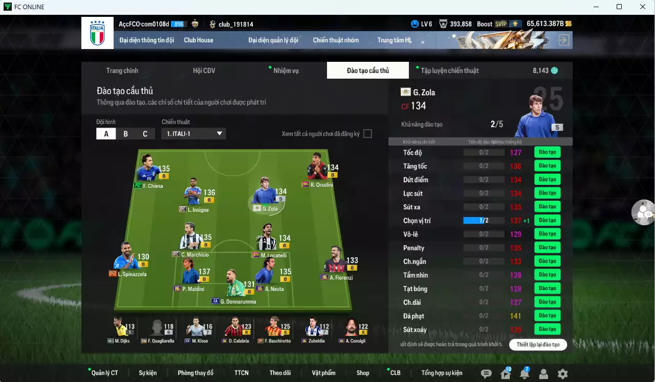 Ảnh [ACC Rẻ🔥] Italy 626.040b dư 65.600b có Chiesa FC, Maldini HG, Marchisio DC, Zola ITM+5, Insigne DC, Nesta HG, Locatelli 23HW, Orsolini 23HW... Còn nhiều CP GIẢM THUẾ, HLV Xịn
