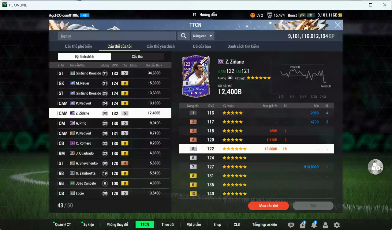 Ảnh [ACC Rẻ🔥] Juventus 162.480b dư 9100b có Henry ITM khóa, CR7 GRU, Nedved CAP, Zidane CU, Pirlo CU, Nedved BDO, CR7 CAP, Romero LOL, Cuadrado CC...