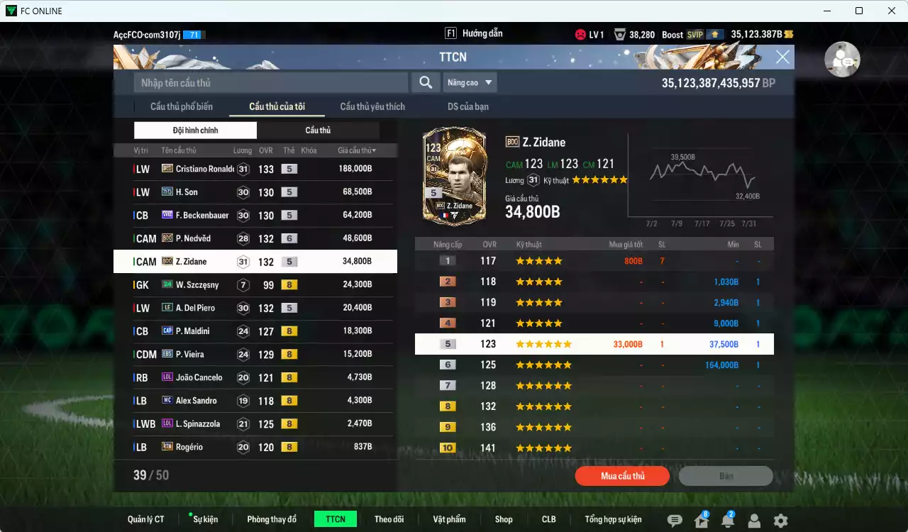 Ảnh [ACC Rẻ🔥] Quốc Dân 495.740b dư 35.100b có CR7 BLD, H. Son 25TS, Beckenbauer WB, Nedved BDO+6, Zidane BDO, Del Piero LE, Maldini CAP, Vieira EBS...
