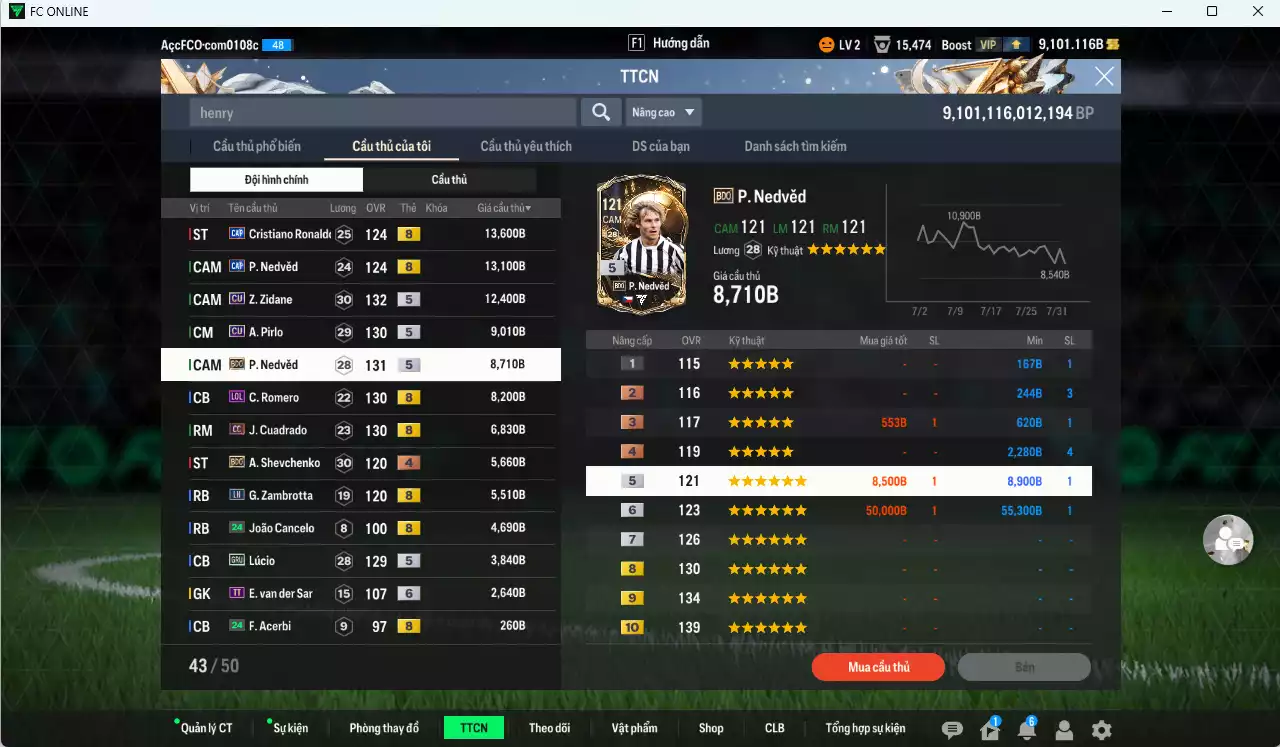 Ảnh [ACC Rẻ🔥] Juventus 162.480b dư 9100b có Henry ITM khóa, CR7 GRU, Nedved CAP, Zidane CU, Pirlo CU, Nedved BDO, CR7 CAP, Romero LOL, Cuadrado CC...