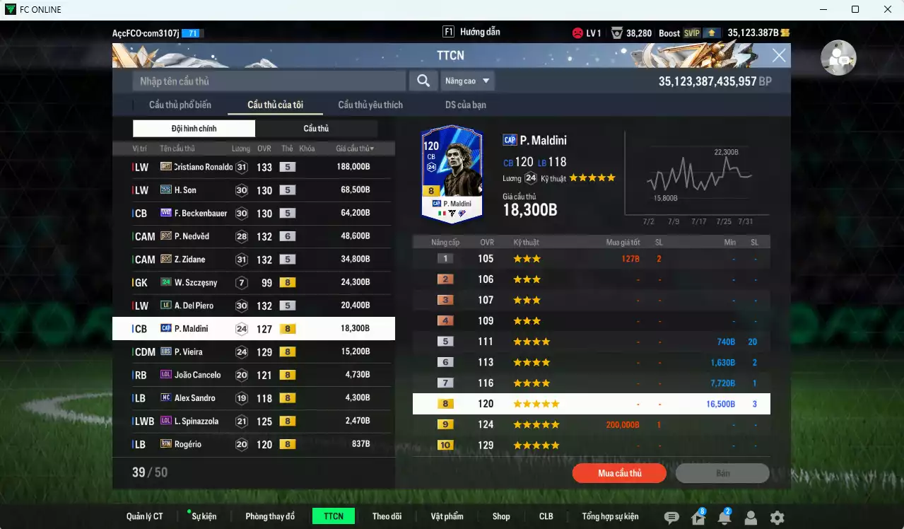 Ảnh [ACC Rẻ🔥] Quốc Dân 495.740b dư 35.100b có CR7 BLD, H. Son 25TS, Beckenbauer WB, Nedved BDO+6, Zidane BDO, Del Piero LE, Maldini CAP, Vieira EBS...