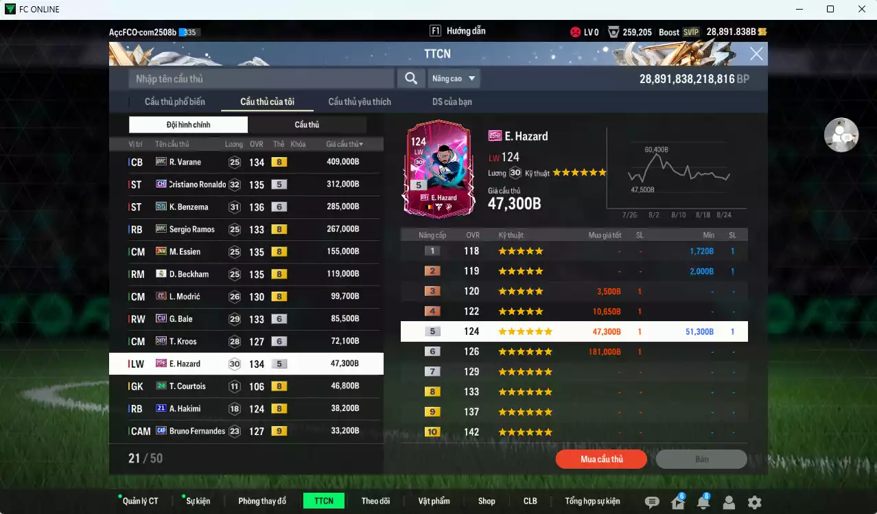 Ảnh [ACC Rẻ🔥] Real Madrid 2.011.900b dư 28.800b có CR7 CH (hiếm, bù) , Varane BWC, Ramos BWC, Benzema 25TS+6, Essien JNM, Beckham RMA, Modric CC, Bale CU+6, Kroos 24TY+6, Hazard 25HR, Nacho DC, Hakimi 21UCL... HLV Xịn