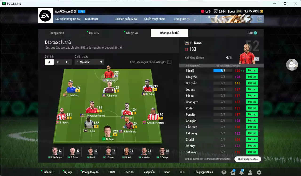 Ảnh [ACC HSSV] Team Anh 159.890b dư 3200b có Kane 24TS, Ferdinand HG, Arnold HG, Saka HG, Rice HG, Pope 24PL, King 23HR, Harrison 23HW...