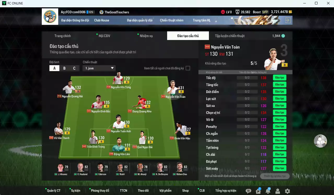 Ảnh [ACC Rẻ🔥] Team Việt Nam 124.370b dư 3700b có Đình Bắc, Văn Toàn, Văn Hậu, Tuấn Anh, Văn Lâm, Văn Tùng, Văn Thanh, Quế Hải, Đình Trọng, Dụng Nho VB+8 vs Quang Hải Prime +3