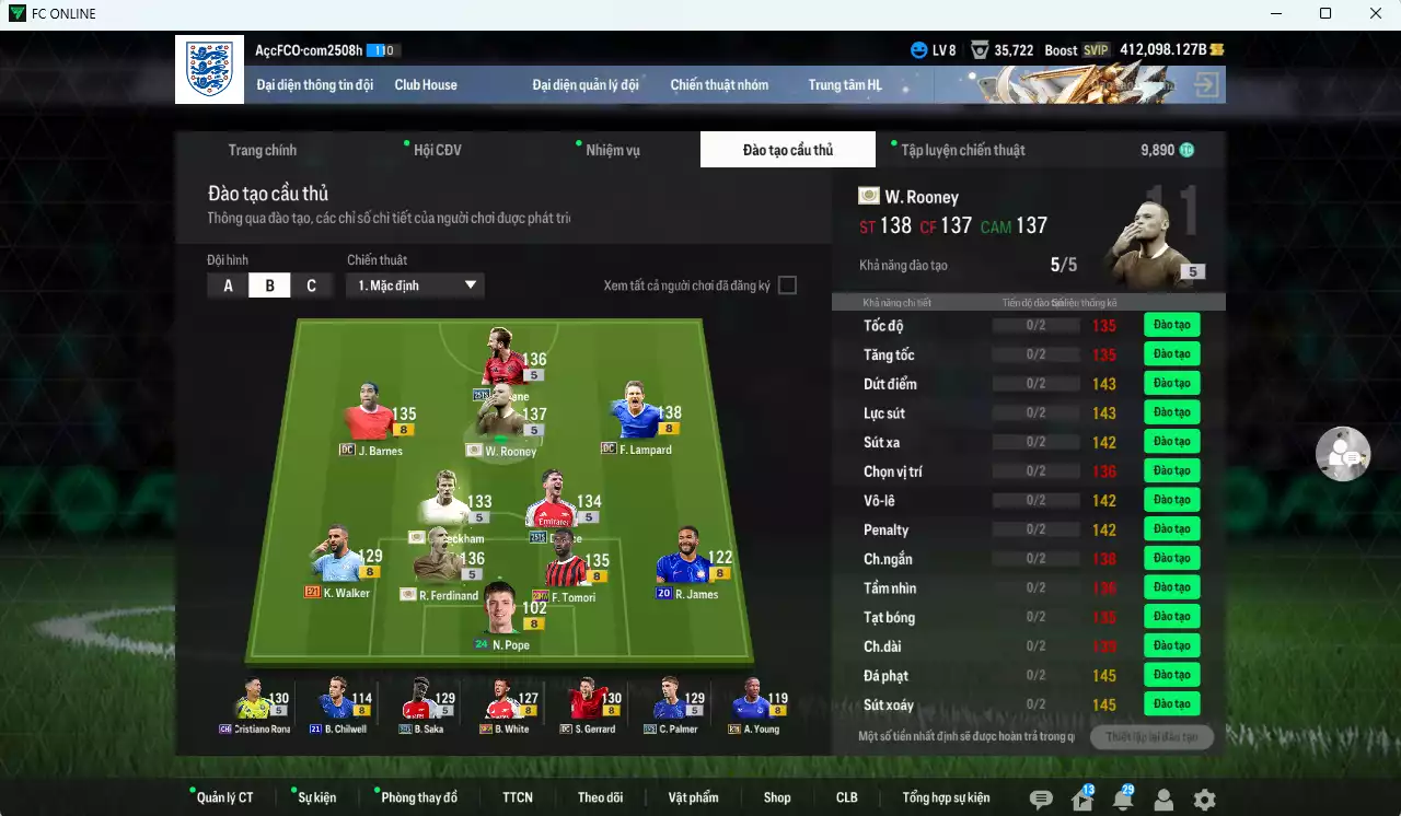 Ảnh [Dư nhiều BP] Tuyển Anh 5.082.010b dư 412.000b có Rooney ITM+5, Beckham ITM+5, Kane 25TS, CR7 CH (bù), Ferdinand ITM+5, Lampard DC, Gerrard DC, Barnes DC, Saka 25TS, Rice 25TS, Palmer 25TS, Tomori 23HW...