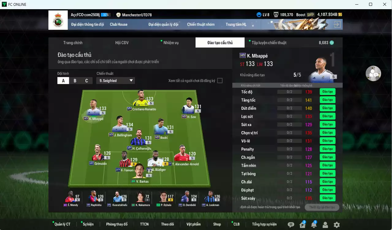 Ảnh [ACC Rẻ🔥] Full mùa TY 618.560b dư 4000b có Rudiger 22TY+8, Tomori 23TY+8, Mbappé 25TY, Bellingham 24TY, CR7 25TY, H. Son 25TY, Calhanoglu 25TY, Raphinha 25TY, Kvaratskhelia 25TY, Lookman 25TY...