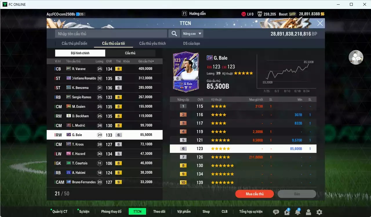 Ảnh [ACC Rẻ🔥] Real Madrid 2.011.900b dư 28.800b có CR7 CH (hiếm, bù) , Varane BWC, Ramos BWC, Benzema 25TS+6, Essien JNM, Beckham RMA, Modric CC, Bale CU+6, Kroos 24TY+6, Hazard 25HR, Nacho DC, Hakimi 21UCL... HLV Xịn
