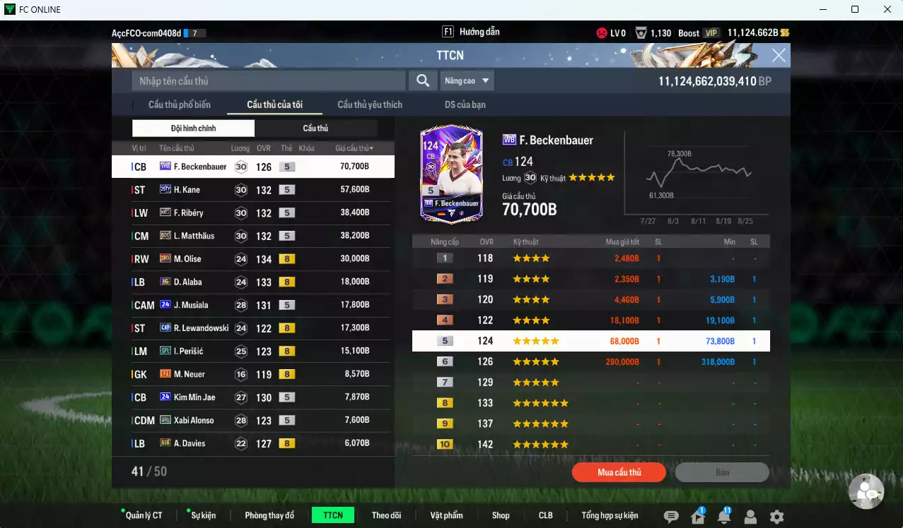 Ảnh [ACC Rẻ🔥] Bayern Munich 347.350b dư 11000b có Beckenbauer WB, Kane 25TY, Ribery NO7, Matthaus BDO, Olise 23HW, Alaba HG, Musiala 24UCL, Perisic SPL...