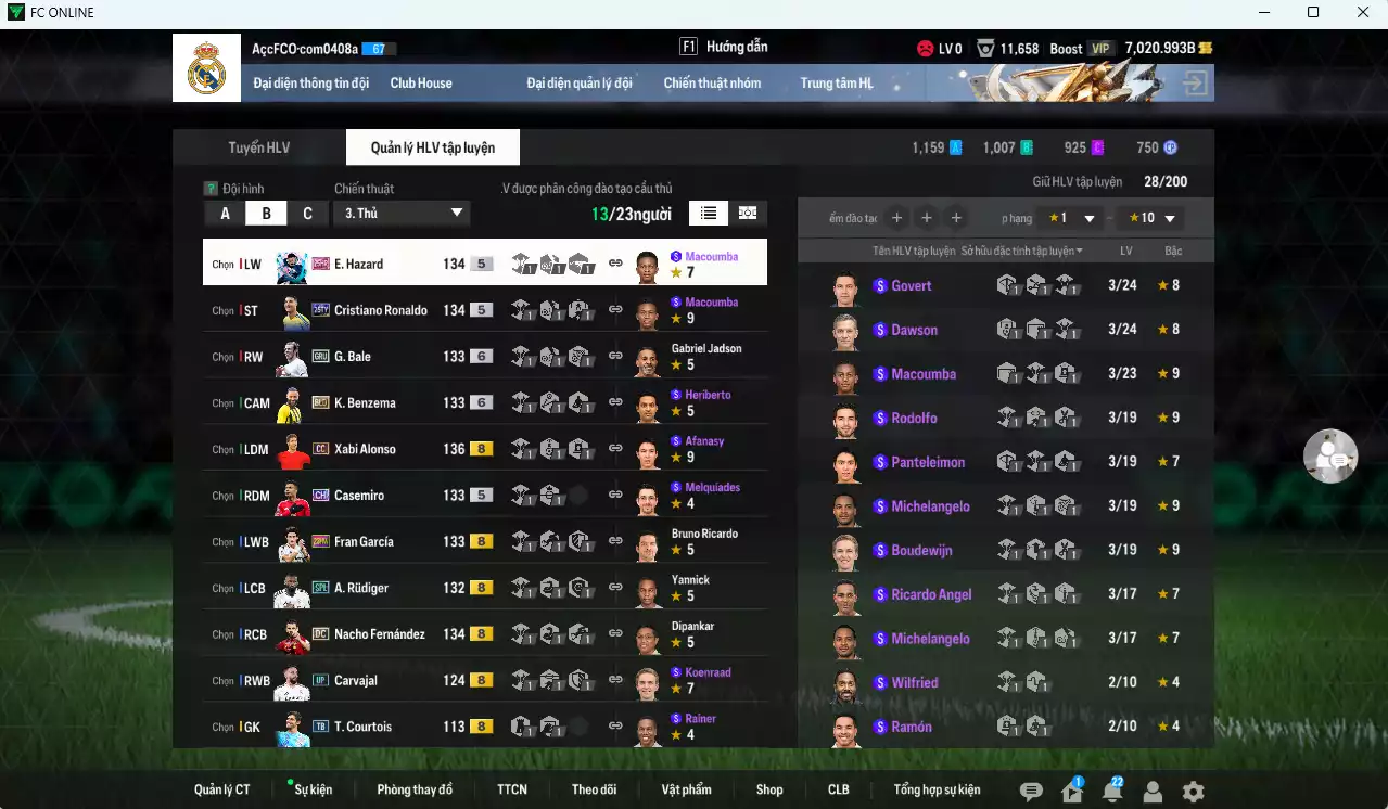 Ảnh [ACC Rẻ🔥] Real Madrid 515.440b dư 7000b có Rudiger SPL, Alonso CC, Bale GRU+6, Kaká BDO+6, Hazard 25HR, CR7 25TY, Benzema BLD+6, Nacho DC, Casemiro CH, Carvajal RTN... Còn nhiều CP GIẢM THUẾ