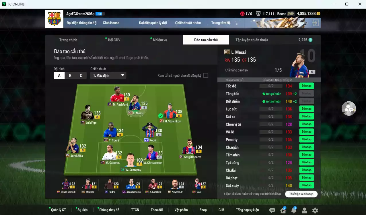 Ảnh [ACC Rẻ🔥] Barcelona 549.010b dư 4800b có Figo CC, Stoichkov JNM, Messi BLD, Christensen LE+6, Pedri 24UCL, Y. Touré CC, Cáceres CC, Gavi 23HW, Sergi Roberto DC, Rashford HG... Còn nhiều CP GIẢM THUẾ, HLV Xịn